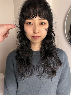 フィルムス 渋谷(FILMS) デジタルパーマレイヤーカット顔周り前髪ミディアムロング/渋谷