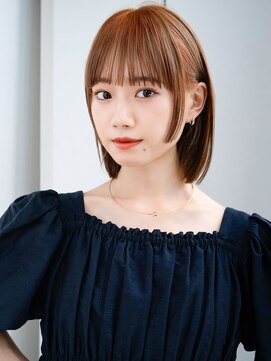 エインアンリー 表参道(AIN.ANLY.) 4ぱっつん前髪流し前髪鎖骨ミディアムボブ耳かけボブパーマ小顔