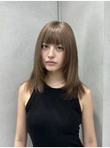 ブリーチ1回ミルクティーベージュ顔周りハッシュカット