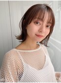 前髪 外ハネボブ くびれヘア アプリコットオレンジ"