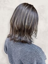 エルプラスヘアー 平尾店(L+hair)&nbsp;ブリーチなしアッシュカラー外ハネウルフ小顔ミディハイライト