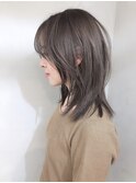 グレージュミディアム_くびれヘアアプリコットオレンジ