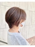 白髪ぼかし×ハイライト× ショートヘア