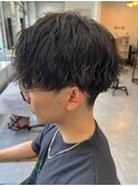 波巻きパーマメンズパーマメンズヘアツーブロックツイストパーマ
