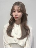 くびレイヤーエモージュアッシュブラウンベージュ韓国スタイル