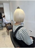 ボブ/ハイトーンボブ/ブロンド/ベージュ切りっぱなしボブ
