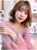 【MINX】くびれヘアアプリコットオレンジハイライトカラー表参道