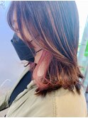 〈藤間〉韓国風顔まわりレイヤー×インナーくすみピンク