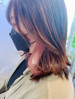 〈藤間〉韓国風顔まわりレイヤー×インナーくすみピンク