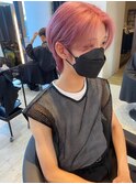 メンズ/センターパート韓国ショート/ピンク