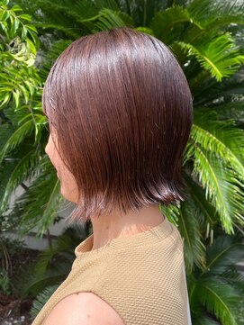 ナカオコアフュール(NAKAO COIFFURE) 切りっぱなし　外ハネボブ　チョコレートブラウン　ツヤ感　ボブ