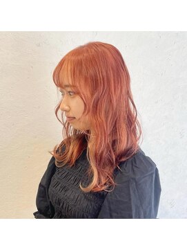 エヌプラス(N+) くびれヘアアプリコットオレンジ夏ハイライトカラー