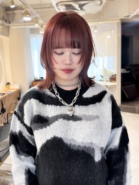 テトラ バイ ネオリーブ 横浜西口店(tetra by neolive) ウルフカット　レッドカラー デザインカラー　ケアブリーチ