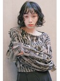 黒髪ボブルフネビージュ小顔ヘアワンレン