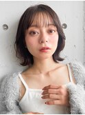 エアリーカールシースルーバング斜めバングデジタルパーマ