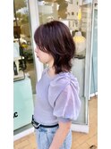 無造作くびれレイヤーウルフ×暗髪ラベンダーカラー