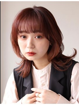 ソイクフ(SOY KUFU) 大人可愛い◎イメチェン似合わせカットフルバングレッドブラウン