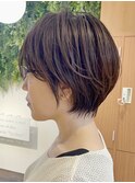 ●前下がりショートボブハンサムショートカットカラーパーマケア