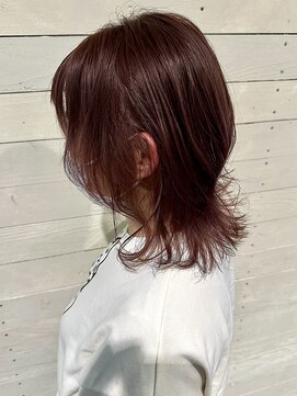 ルノン フィージュ(LUNON fieju) 鎖骨下ミディアムウルフレイヤー/ピンクカラー／艶カラー