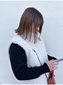 透け感ワンレングス×グレージュ