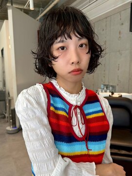 天神　ボブ　顔まわりレイヤーカット　ブリーチなしカラー