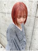 《高松快》艶感ペールコーラルカラー×ボブ×ケアブリーチ1回