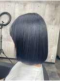 ネイビーブラック　Wカラー　ショートボブ