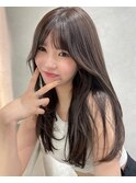 レイヤーロング/グレーベージュ/アッシュブラック/韓国ヘア/暗髪