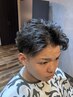 【立やすい直毛の方に】カット+アイロンパーマ+シェービング　￥９６００