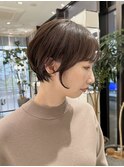 2025人気大人可愛い丸みショート秋冬ブラウン