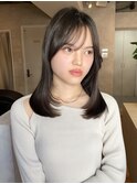 レイヤーカットミディアムレイヤーナチュラルブラウンカラー