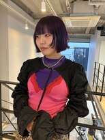 ヌープヘアーアイス(NUUP.hair ici) ★ブリーチカラーダークパープルラベンダーレイヤーボブ外ハネ
