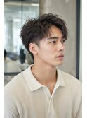 メンズショートアップバング好印象毛流れ束感ヘアカット
