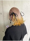 ハイトーン 10代 20代 ブリーチ ダブルカラー 裾カラー