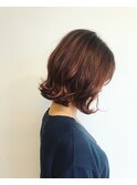 外ハネのピンク系ボブ