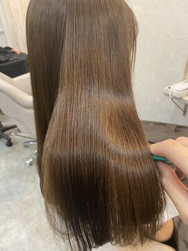 ジーナ 銀座(Zina) 髪質改善*卵型*マロンベージュ*かきあげロング【Zina銀座】