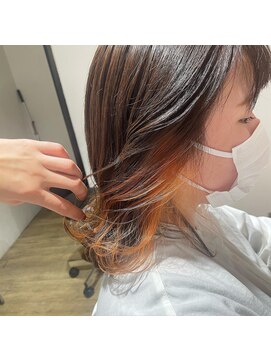 エヌプラス(N+) くびれヘアアプリコットオレンジ夏ハイライトカラー