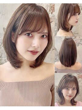 アフロート ルヴア(AFLOAT RUVUA) 大人可愛い★ひし形レイヤーカット★艶チョコレートブラウン