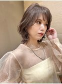 くびれボブ ミディアムレイヤー 顔まわりカット ラベンダー