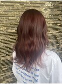 セミロング/ウェーブ巻き/オレンジブラウン