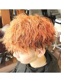 ツイストスパイラルパーマ×シャーベットオレンジ