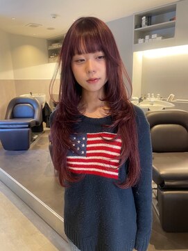 ニコフクオカヘアーメイク(NIKO Fukuoka Hair Make) 《NIKO》大人ワインレッドカラー×レイヤーカット福岡天神