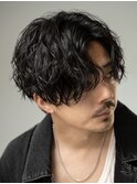 センターパートニュアンスパーマフェザーパーマ波巻きパーマ