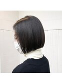 大人ワンレンボブ前髪なしショート