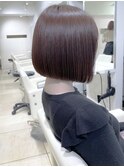内巻きボブ ピンクブラウン