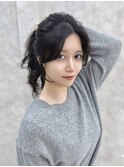小顔長め前髪　ワンレン韓国ヘア