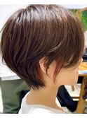 イメチェン/フルバング/似合わせカット/レッドブラウン