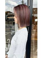 レシピ アリエ(recipe allier)&nbsp;外ハネ切りっぱなしボブ×チェリーピンク