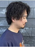 メンズボブウルフパーマツイストスパイラルパーマ波巻パーマ