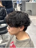 シャドウパーマニュアンスパーマセンターパートフェザーパーマ